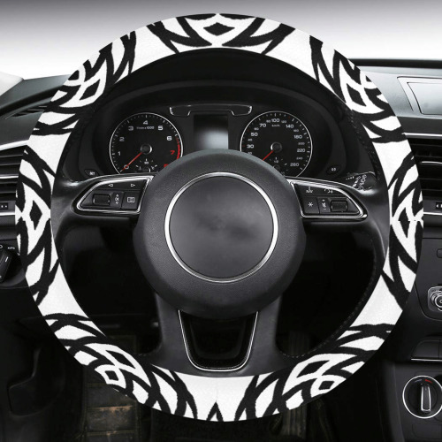 Fractoberry Transparent Logo Black Steering Wheel Cover with Anti-Slip Insert