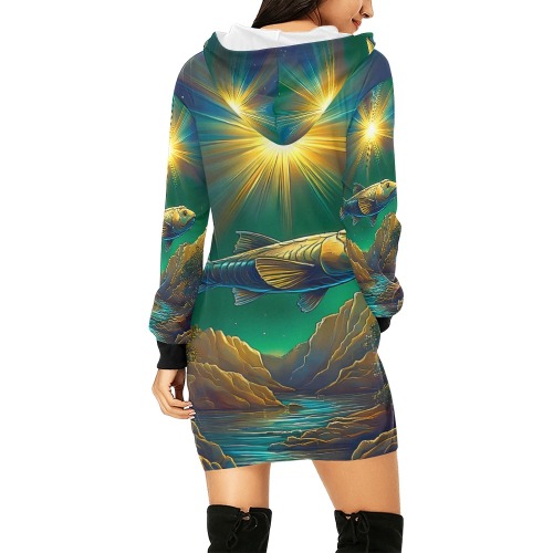 Celestial Swim All Over Print Hoodie Mini Dress (Model H27)