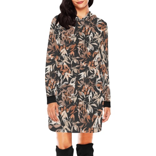 Dark abstract shapes nature-10 All Over Print Hoodie Mini Dress (Model H27)