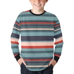 Stripes Kids' Rib Cuff Long Sleeve T-shirt (Model T64)