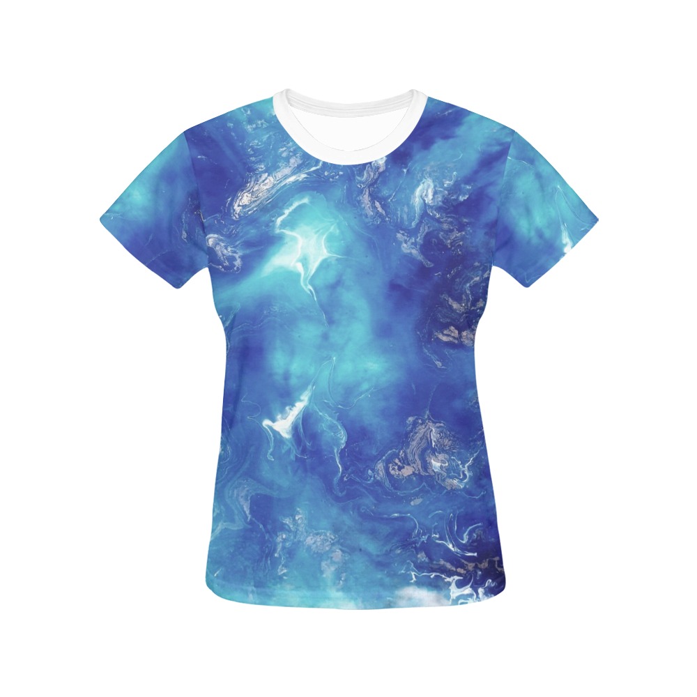 Encre Bleu Photo All Over Print T-Shirt for Women (USA Size) (Model T40)