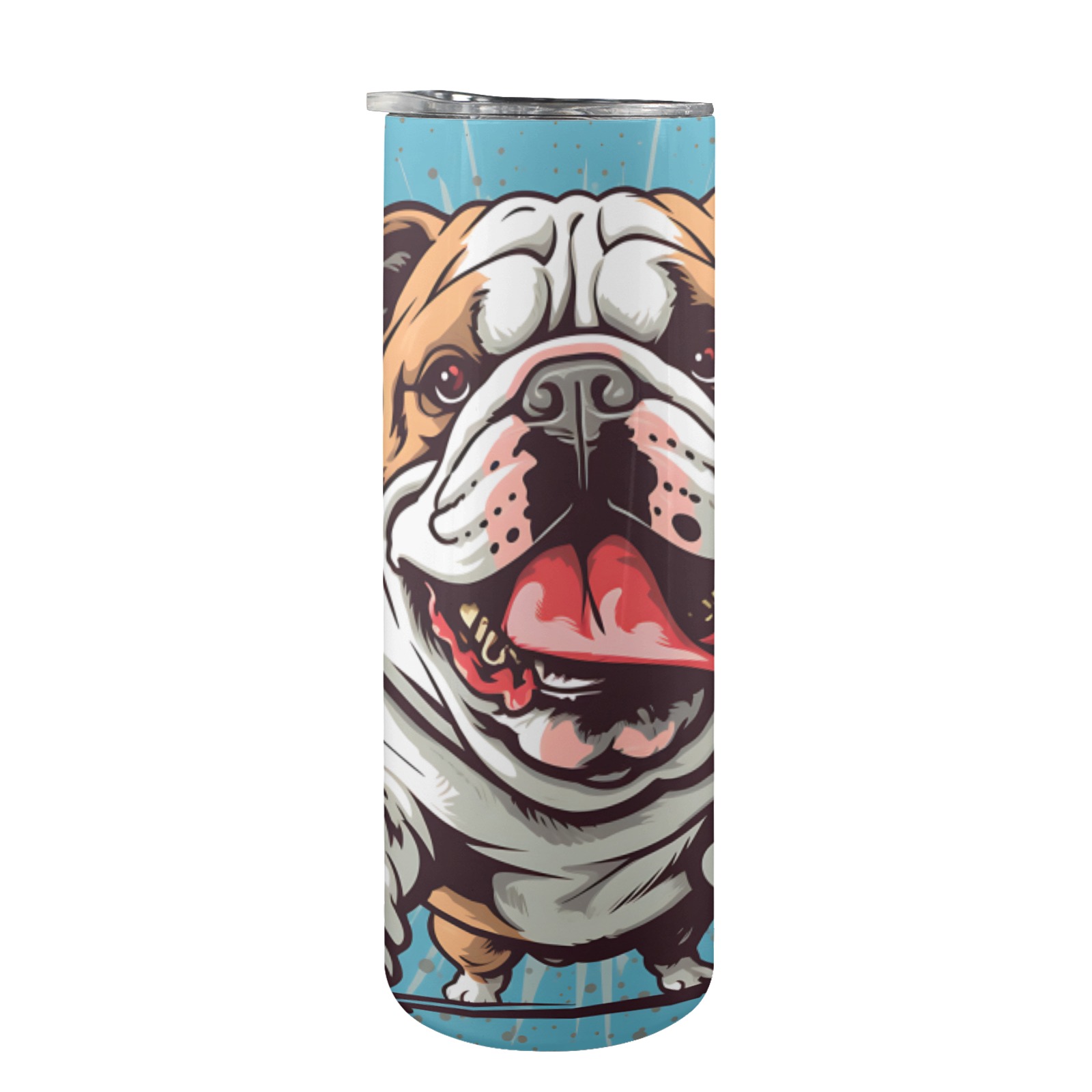 Bulldog Pop Art 20oz Tall Skinny Tumbler with Lid and Straw
