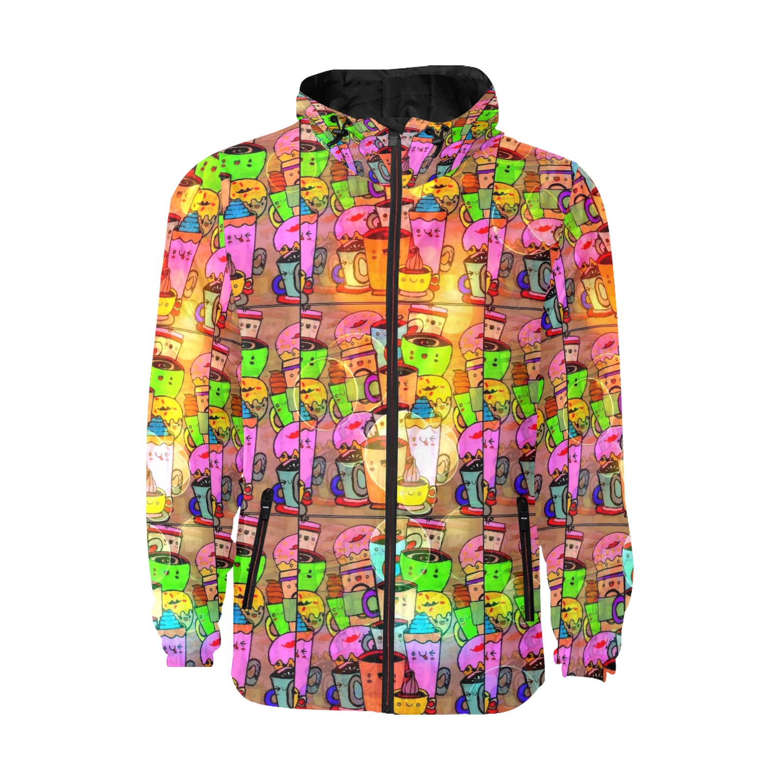 Pop Art Mugs funny by Nico Bielow All Over Print Quilted Windbreaker for Men (Model H35)