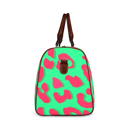 Leopard Print Red Green Waterproof Travel Bag/Small (Model 1639)