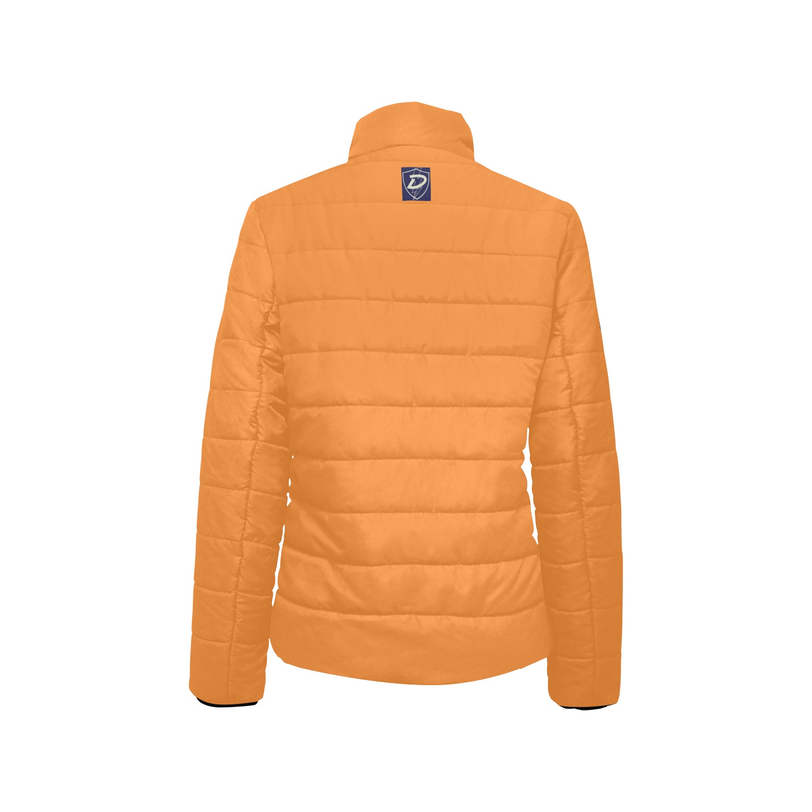 DIONIO Clothing - Women's Puffy Padded Jacket (Orange W/Dark Blue Shield Logo) Women's Stand Collar Padded Jacket (Model H41)
