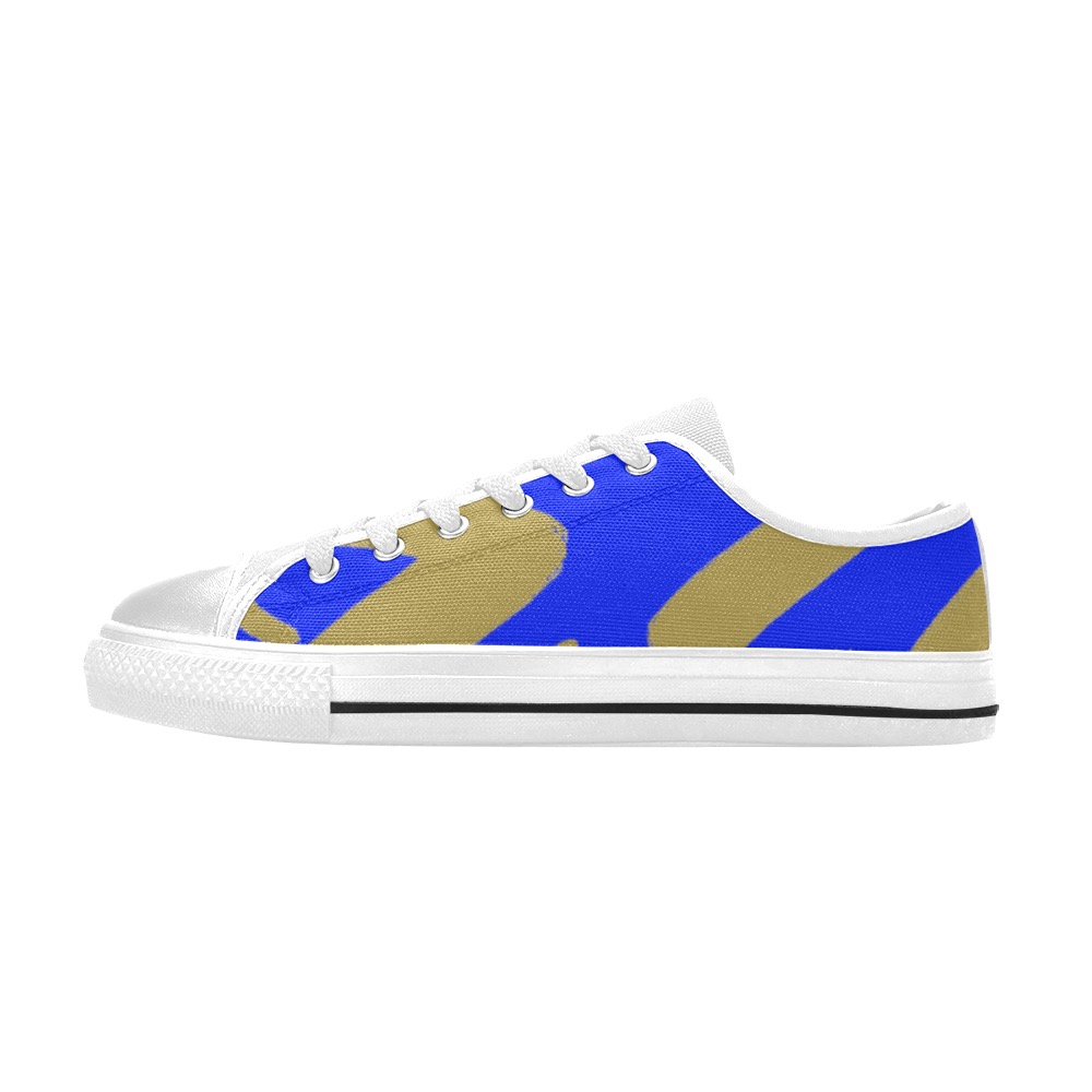 Tribal Gold and Royal Blue Women's Classic Canvas Shoes (Model 018)