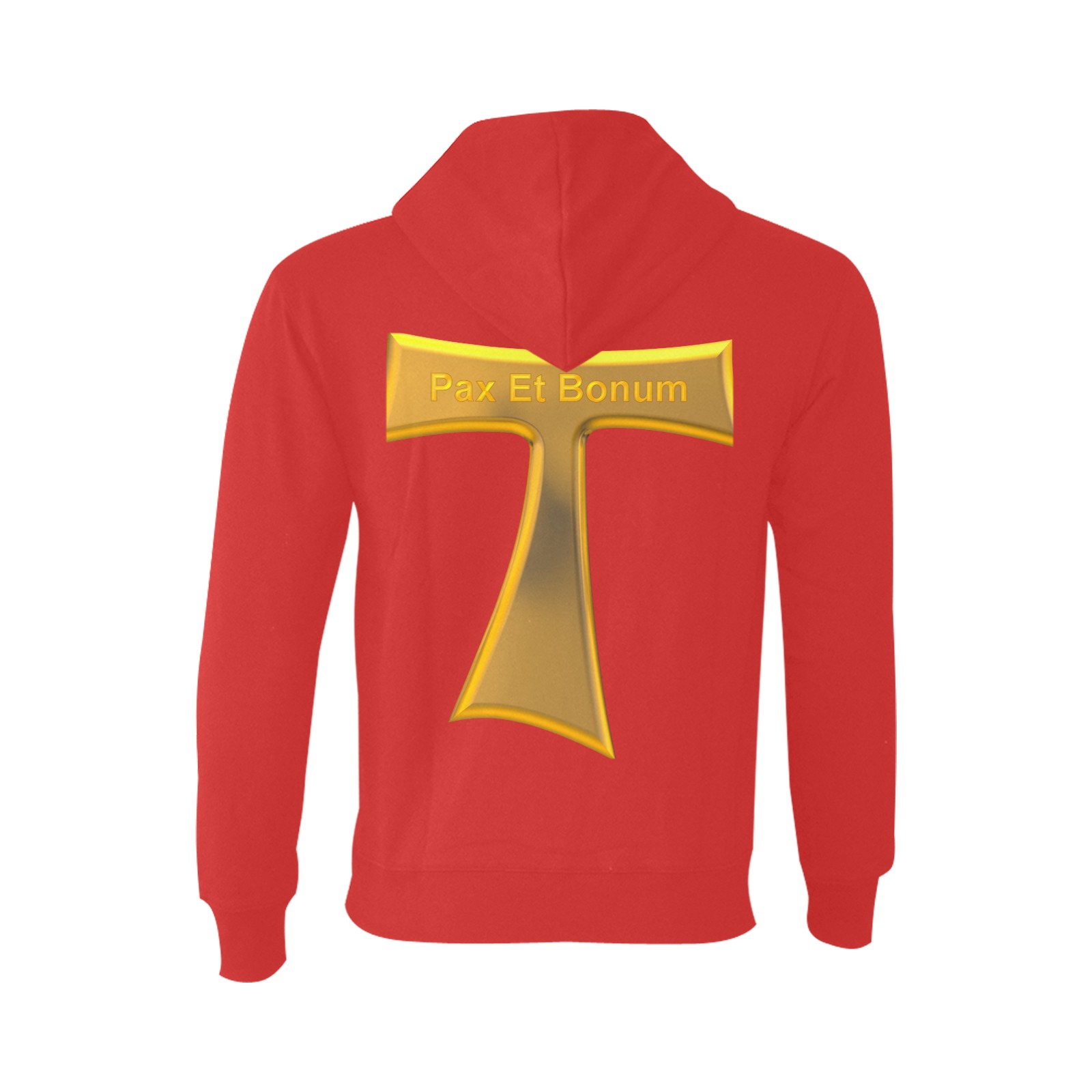 Franciscan Tau Cross Pax Et Bonum Gold  Metallic Oceanus Hoodie Sweatshirt (NEW) (Model H03)