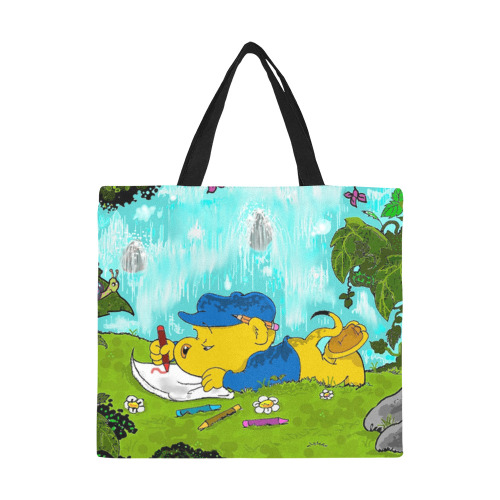Ferald Drawing By The Waterfall All Over Print Canvas Tote Bag/Large (Model 1699)