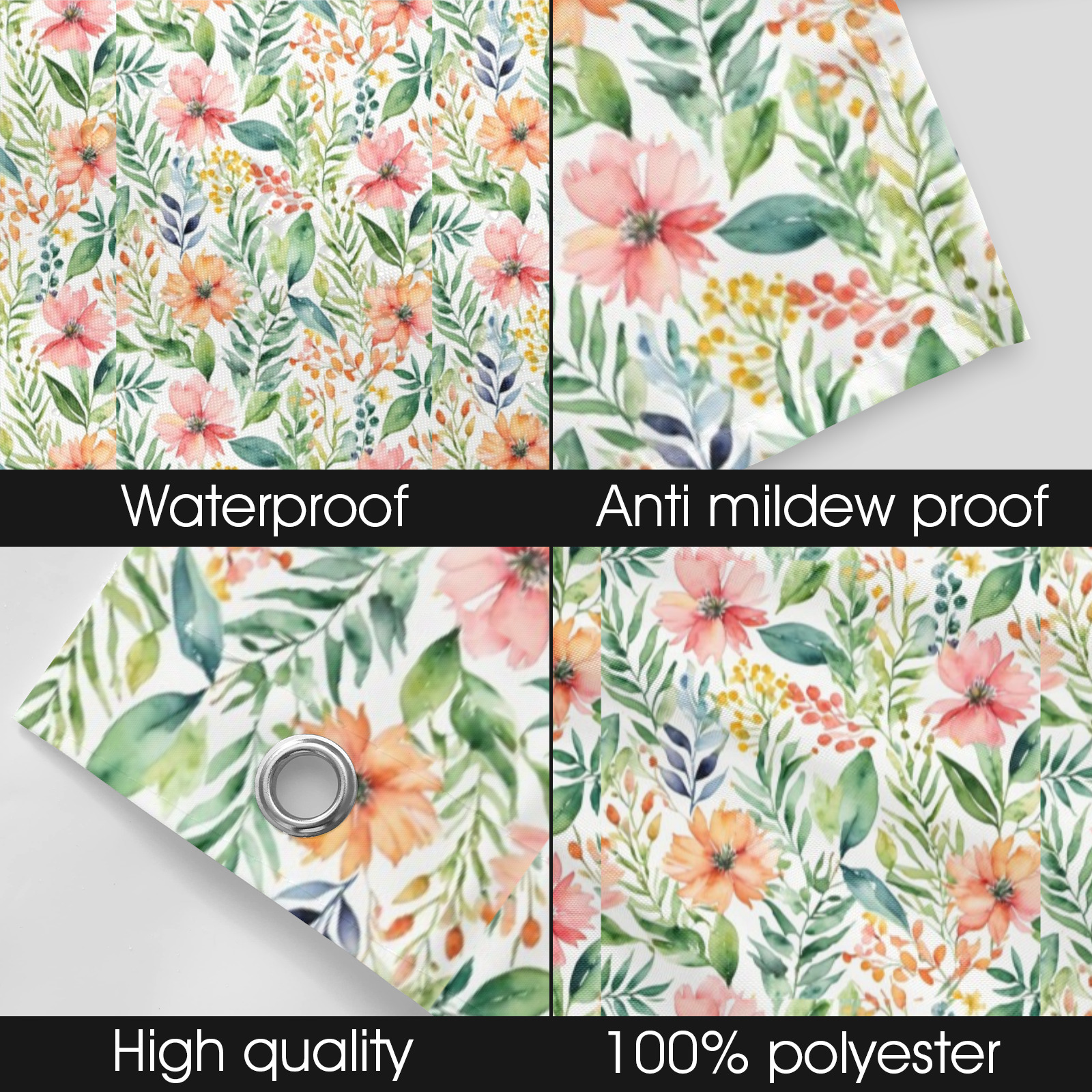 watercolor spring flowers pattern Shower Curtain 36"x72"