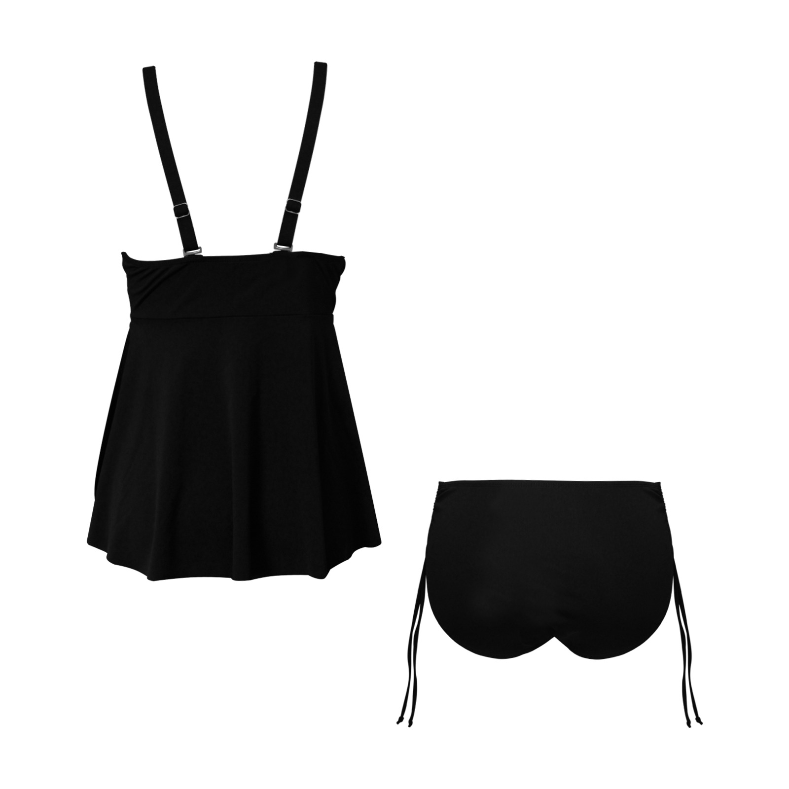 black is black Chest Drawstring Swim Dress (Model S30)