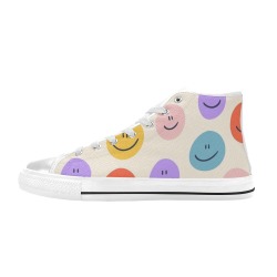 smiley High Top Canvas Shoes for Kid (Model 017)