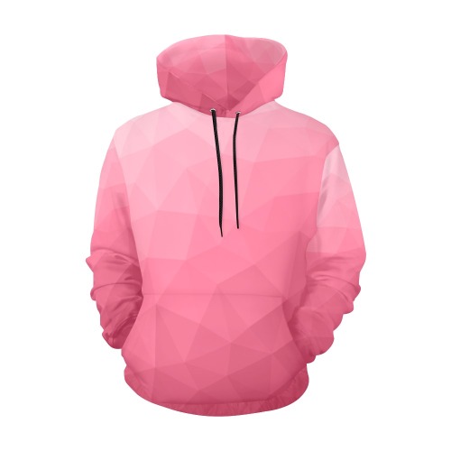 Magenta pink ombre gradient geometric mesh pattern All Over Print Hoodie for Men (USA Size) (Model H13)