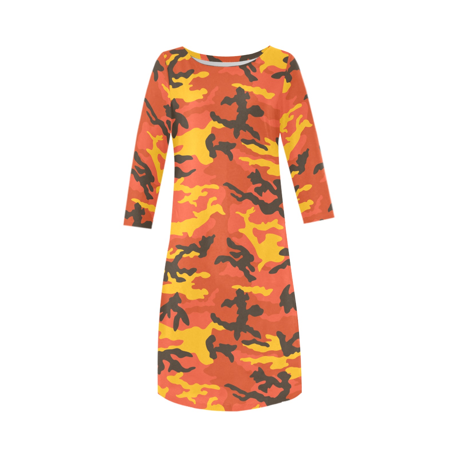 Forest-fire-ERDL Rhea Loose Round Neck Dress(Model D22)