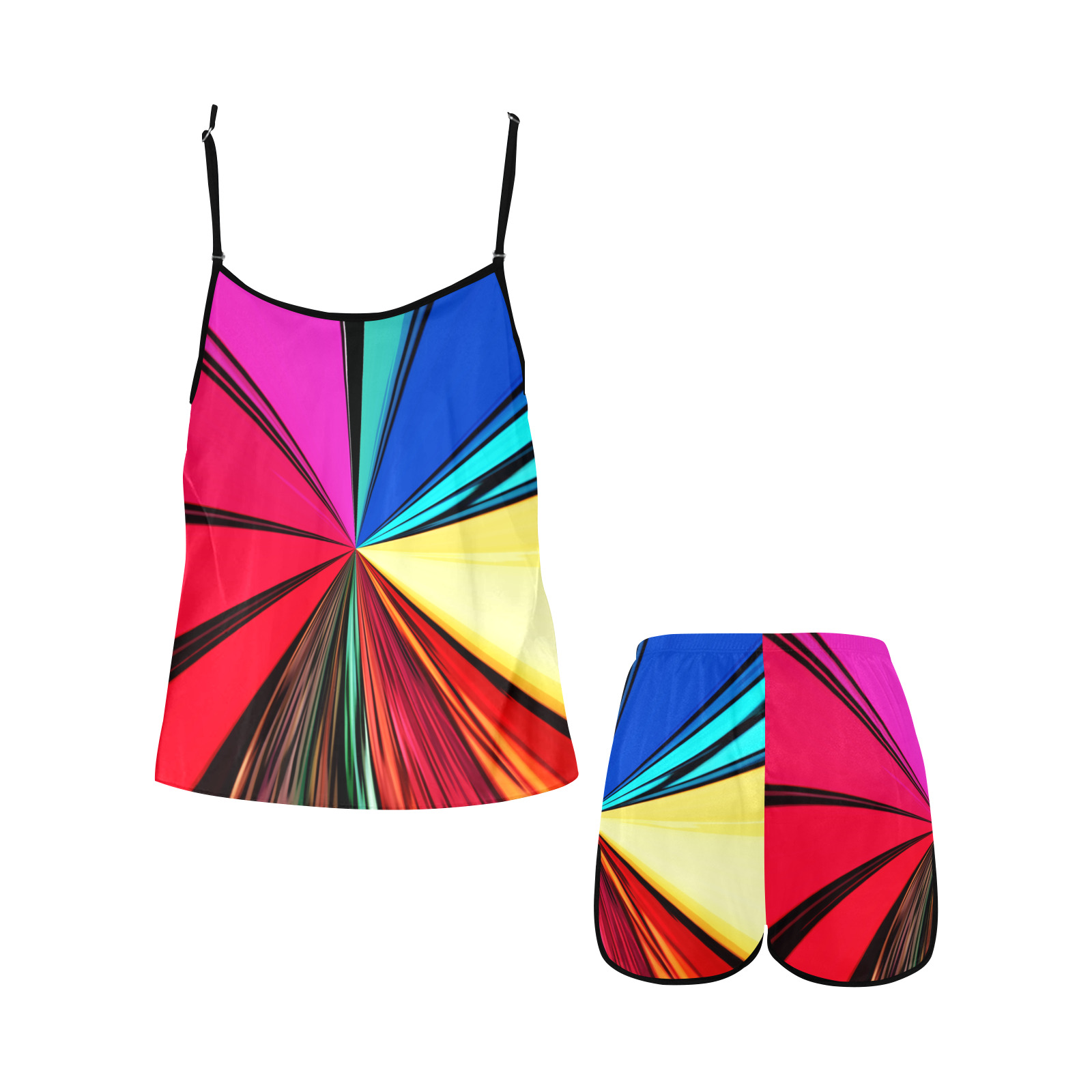 Colorful Rainbow Vortex 608 Women's Spaghetti Strap Short Pajama Set