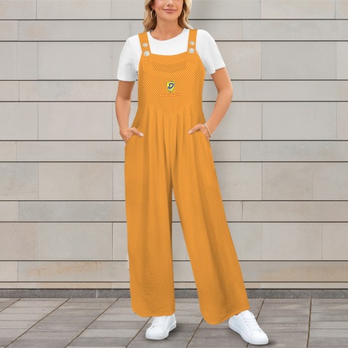 DIONIO Clothing - Ladies Red & Yellow Sleeveless Straps Pocket Wide Leg Jumpsuit