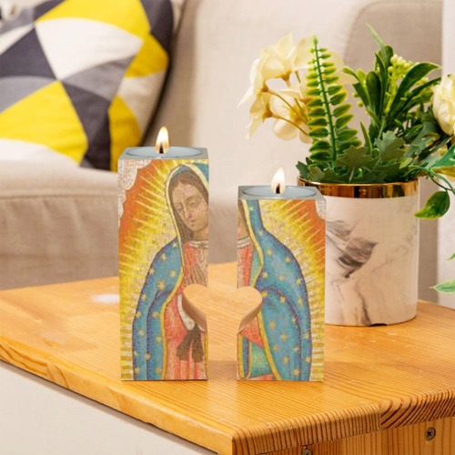Lady of Guadalupe Wooden Candle Holder (Without Candle)