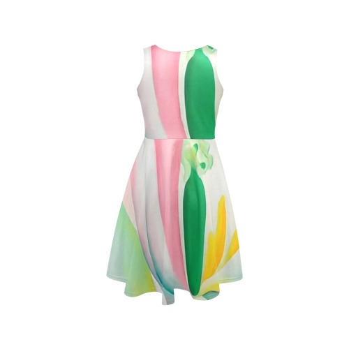 Georgia O'Keeffe - Pink Tulipe Sleeveless Expansion Dress (Model D60)
