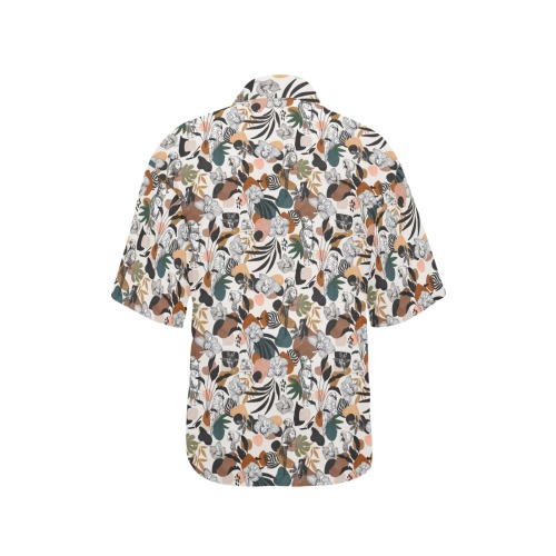 Abstract birds in the jungle 63 All Over Print Hawaiian Shirt for Women (Model T58)