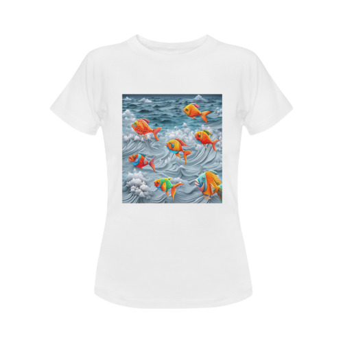 Ocean Life Women's T-Shirt in USA Size (Two Sides Printing)