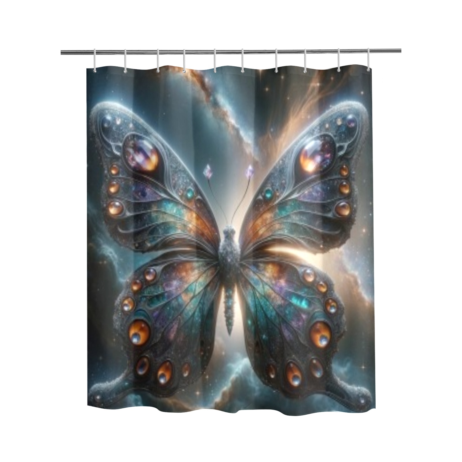 Steel Gray Butterfly Shower Curtain Shower Curtain 60"x72"