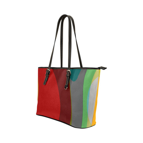 Colorful Abstract 118 Leather Tote Bag/Small (Model 1651)