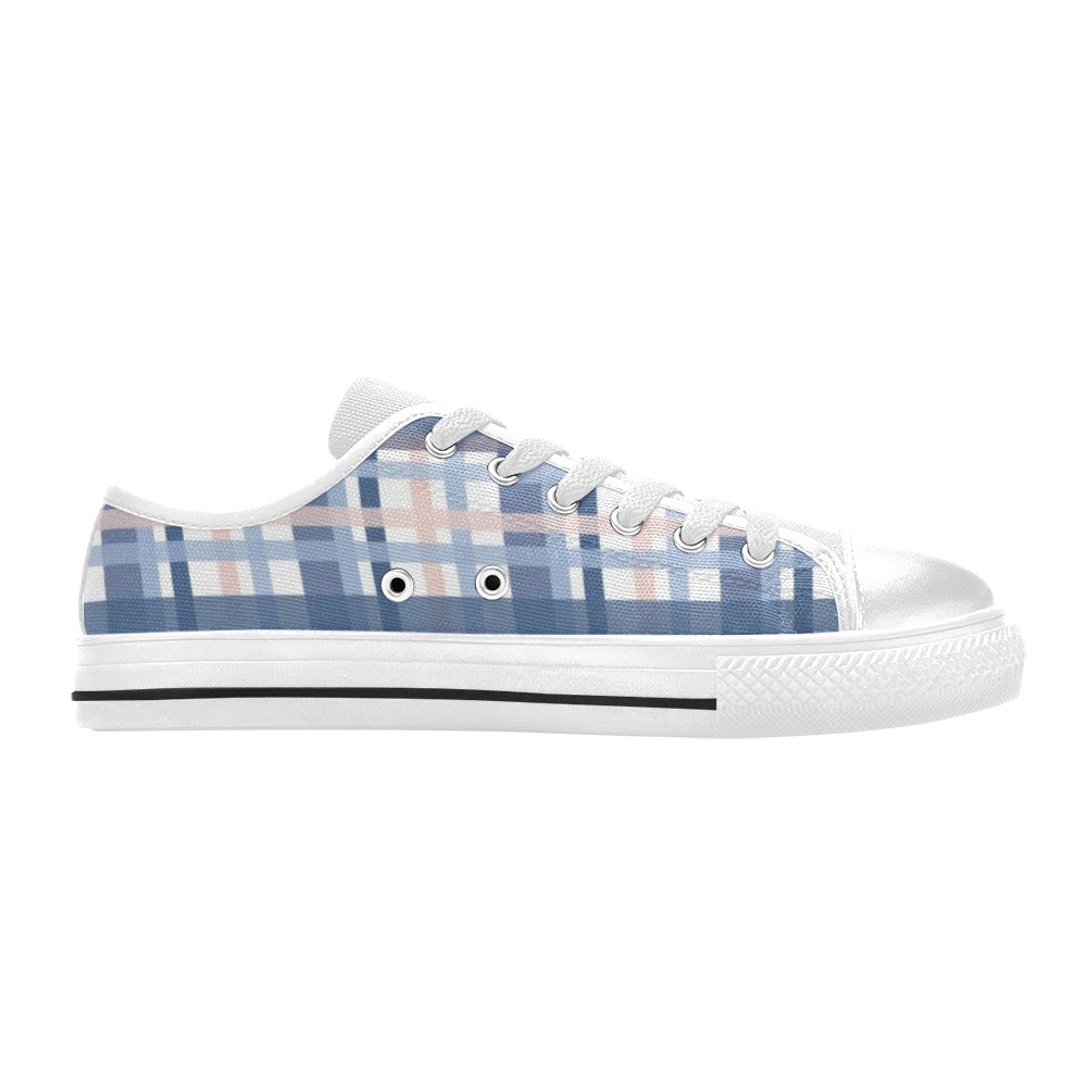 Boho Plaid Pattern 7 Low Top Canvas Shoes for Kid (Model 018)