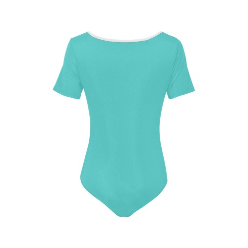 color medium turquoise Women's Short Sleeve Bodysuit