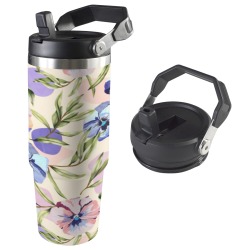 Beautiful tropical garden pastel colors 30oz Tumbler with Top Handle