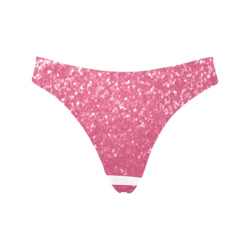 Magenta light pink red faux sparkles glitter Women's All Over Print Thongs (Model L30)