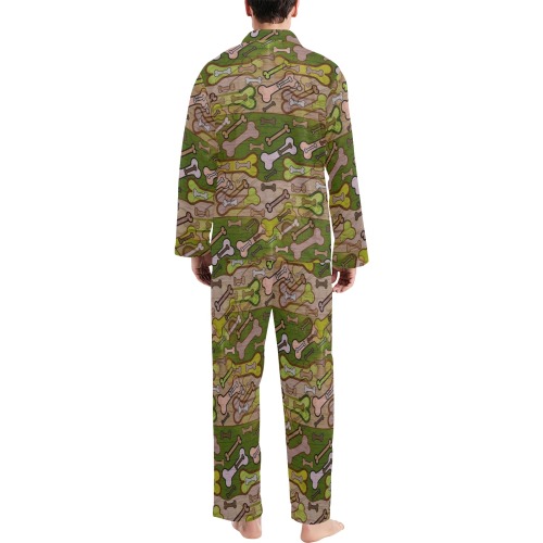 Army Bones by Nico Bielow Men's V-Neck Long Pajama Set