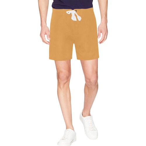 color butterscotch Men's Mid-Length Beach Shorts (Model L47)