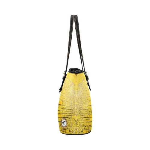 yellow brick wall Leather Tote Bag/Large (Model 1651)