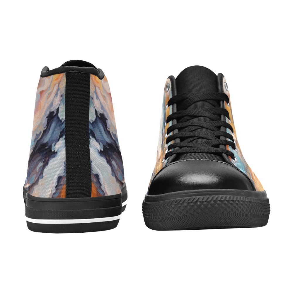 Diagonal lines of artistic paint. Abstract art Women's Classic High Top Canvas Shoes (Model 017)
