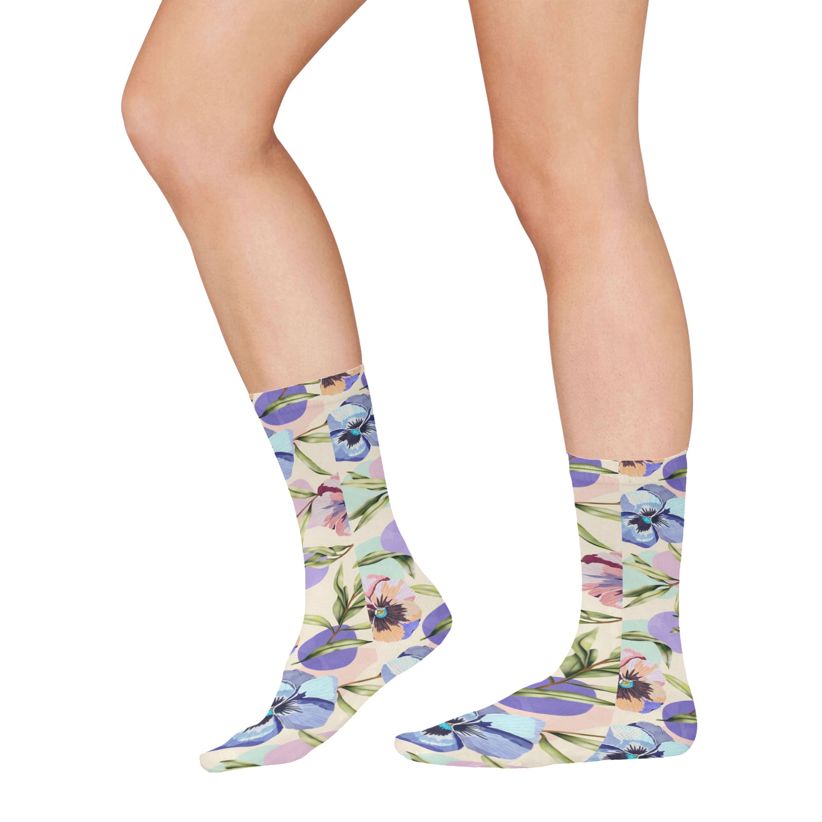 Beautiful tropical garden pastel colors All Over Print Socks for Women