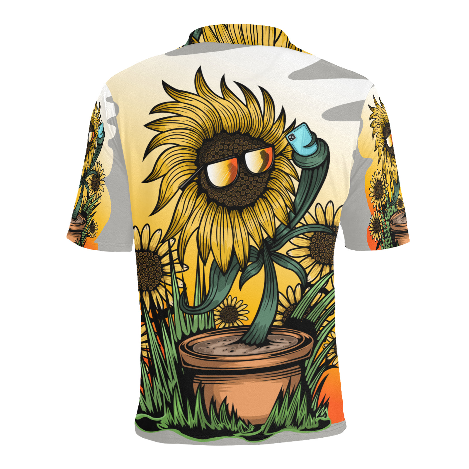 Too Cool Sunflower Men's All Over Print Polo Shirt (Model T55)