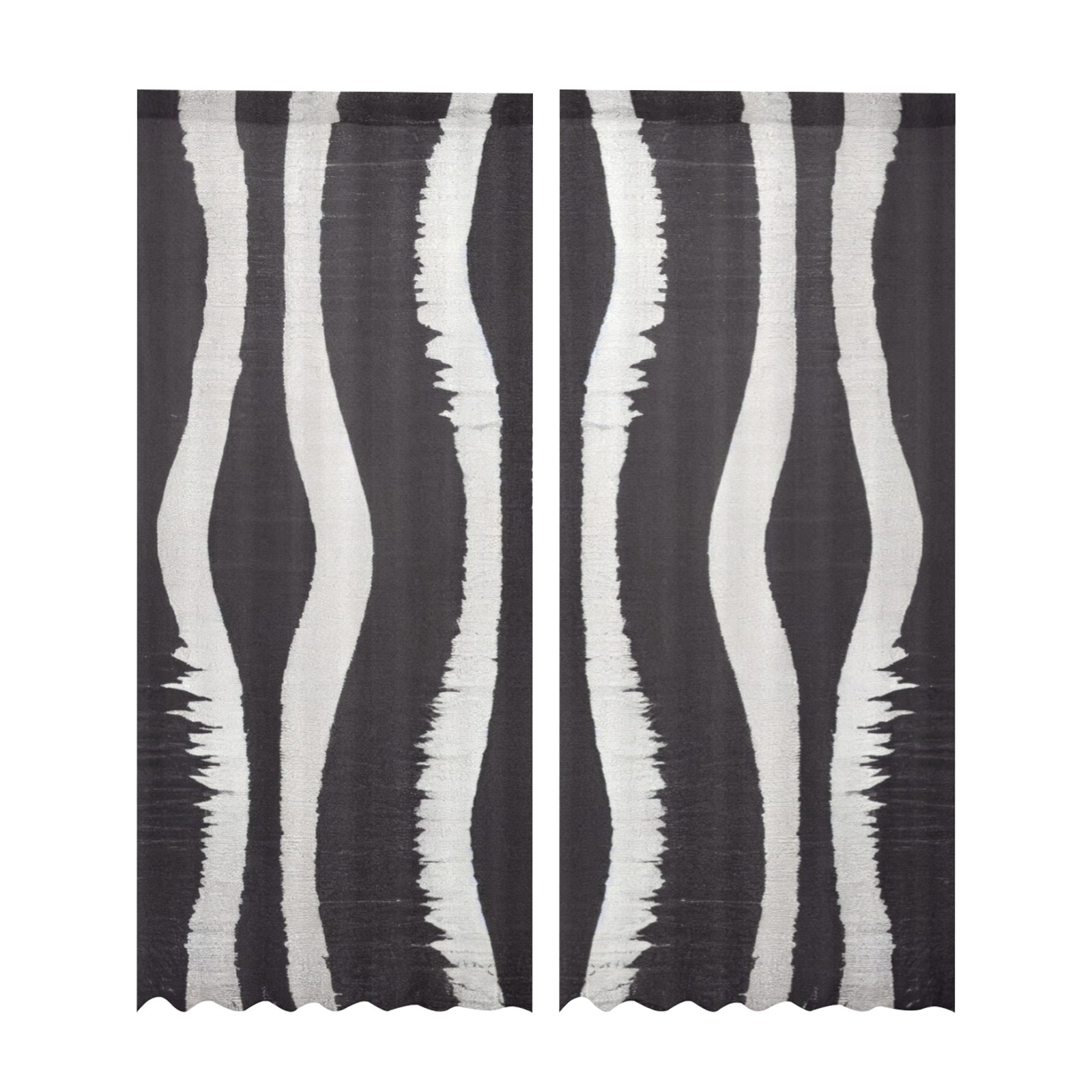 black and white zebra print Gauze Curtain 28"x95" (Two-Piece)