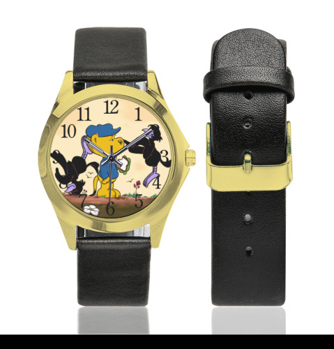 Ferald and The Pesky Crows Unisex Silver-Tone Round Leather Watch (Model 216)