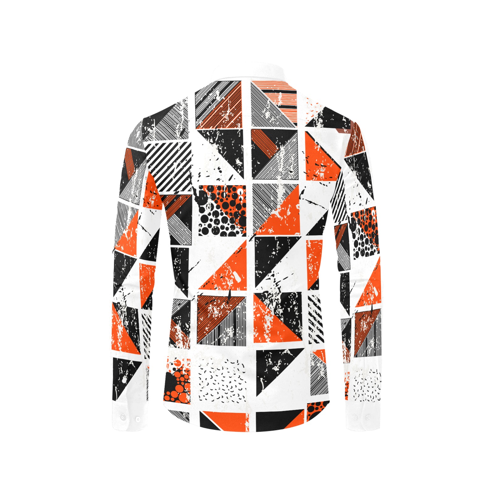 Geek Apparel Black White and Orange Plaid Dress Shirt Men's All Over Print Casual Dress Shirt (Model T61)