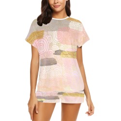 Elegant Pastel Abstract Women's Short Pajama Set