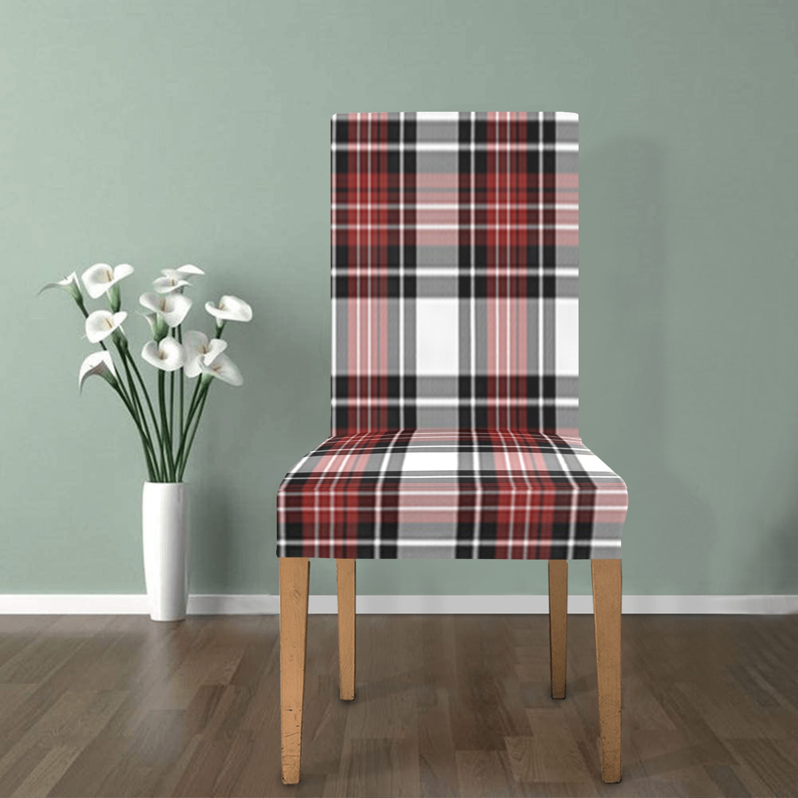 Red Black Plaid Chair Cover (Pack of 4)