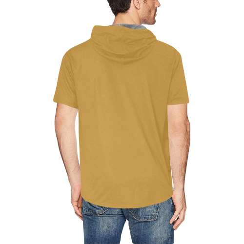 golden All Over Print Short Sleeve Hoodie for Men (Model H32)
