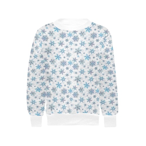 Snowflakes Winter Christmas pattern Girls' All Over Print Crew Neck Sweater (Model H49)