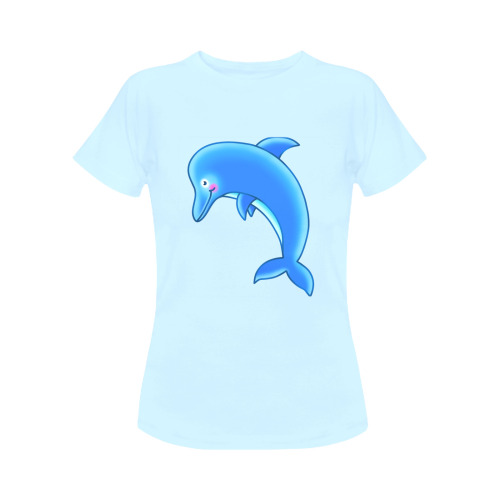 Blue Dolphin Sealife Cartoon Women's Classic T-Shirt (Model T17）