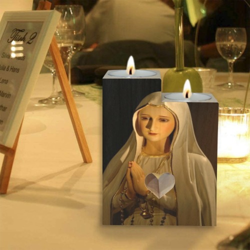 Virgin Mary 26 Wooden Candle Holder (Without Candle)