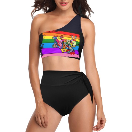 Pride NB by NIco Bielow High Waisted One Shoulder Bikini Set (Model S16)
