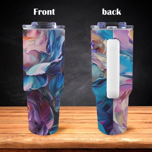 Floral Style 5 Tumbler 40oz Tumbler with White Handle