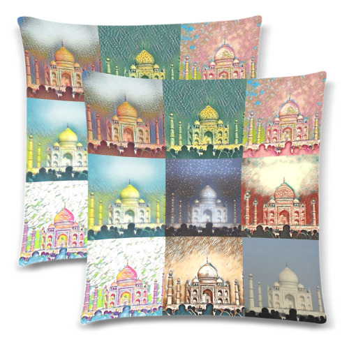 Taj Mahal, Agra, India Collage Custom Zippered Pillow Cases 18"x 18" (Twin Sides) (Set of 2)