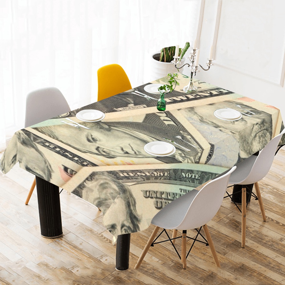 US PAPER CURRENCY Cotton Linen Tablecloth 60"x120"