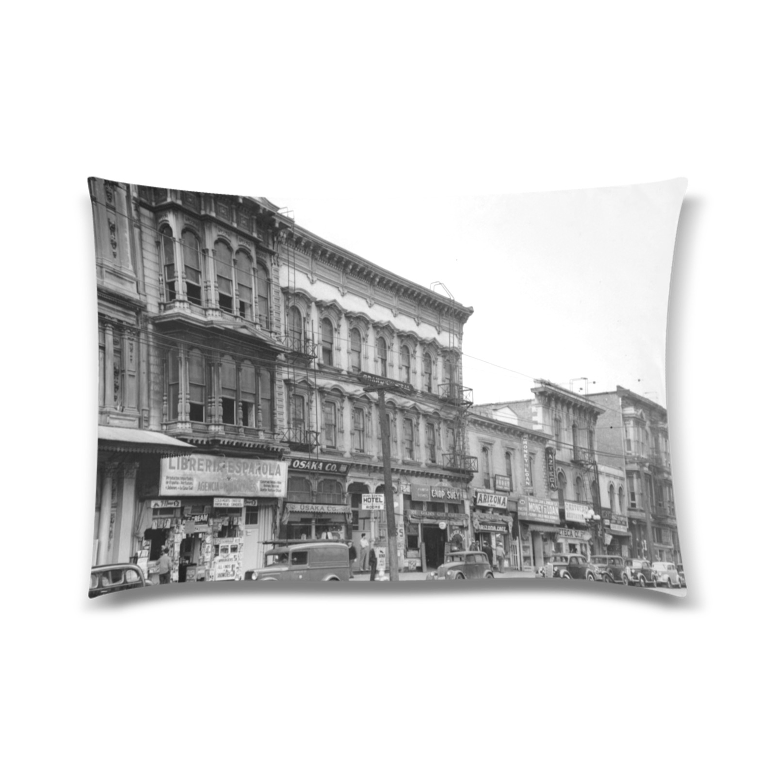 East side of Main Street Los Angeles. 1930s Custom Zippered Pillow Case 20"x30"(Twin Sides)