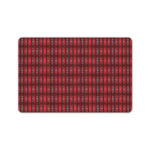 red and black intricate  repeating pattern Doormat 24"x16" (Black Base)